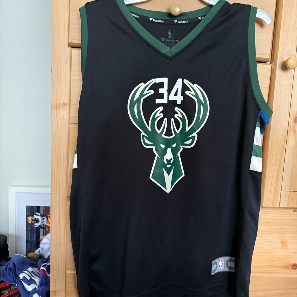 Fanatics Black and Green Basketball Jersey with White Accents